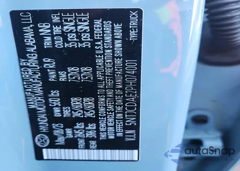 2023 Hyundai Santa Cruz Sel from USA, damaged, VIN 5NTJCDAE2PH074001